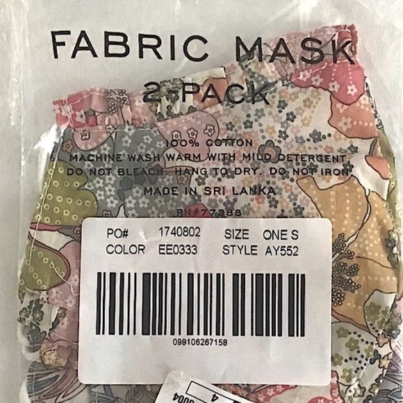 J. CREW Liberty Florals Ruffle Trim Two Nonmedical Face Masks NWT - Picture 5 of 6